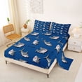 thumbnail image 2 of Feelyou Cartoon Navy Shark Bed Sheets for Kids, Kawaii Sea Wildlife King Sheets, 4 Pieces, 2 of 5