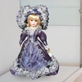 thumbnail image 1 of Muñeca de con Vestido Antiguo Y Sombrero Figura Decorativa de Colección Muñeca de Cerámica para Adultos Ornamento Artesanal Adecuada para Co violeta, 1 of 10