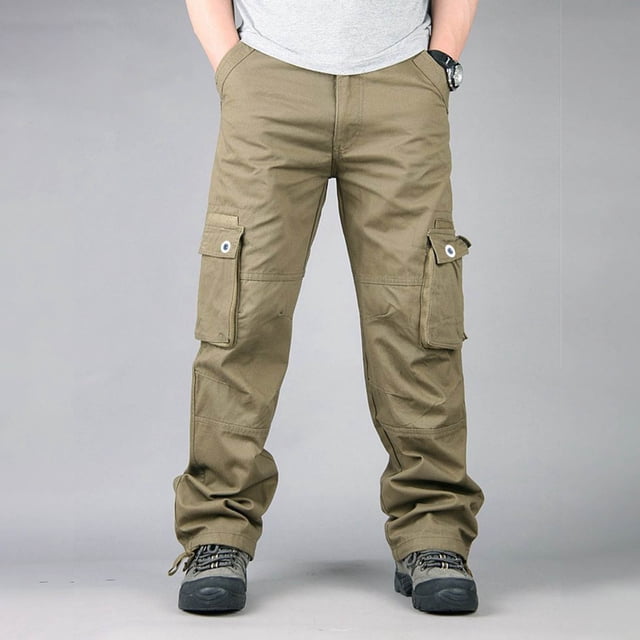 Pantalones largos, pantalones cargo para hombre, pantalones rectos ajustados con múltiples bolsillos, pantalones deportivos para exteriores, pantalones para hombre