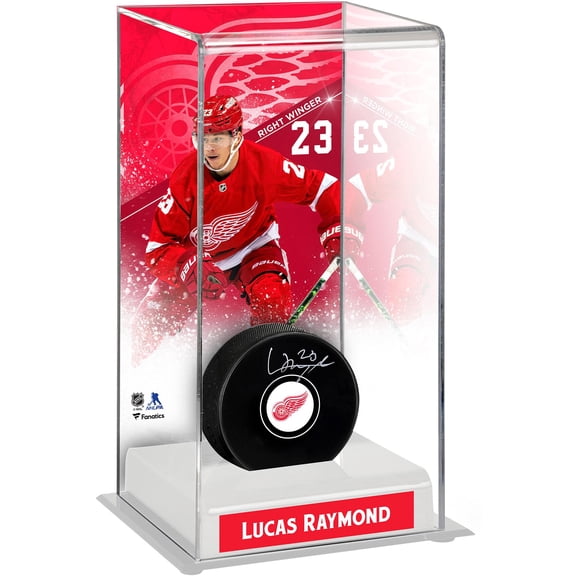 Lucas Raymond Detroit Red Wings Deluxe Tall Hockey Puck Case