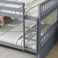 thumbnail image 5 of Full Over Full Bunk Bed with Trundle, Wood Bunk Bed with Safety Guardrail & Ladders, Separates Into 2 Full Size Platform Bed, Trundle Bunk Bed for 3 Teens Adults (Gray), 5 of 12