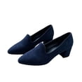 thumbnail image 5 of Gpaecead Women's Pointed Toe Block Heel Pumps Solid Color Faux Suede Slip On Elegant Loafers For Commute Daily Blue, 5 of 8