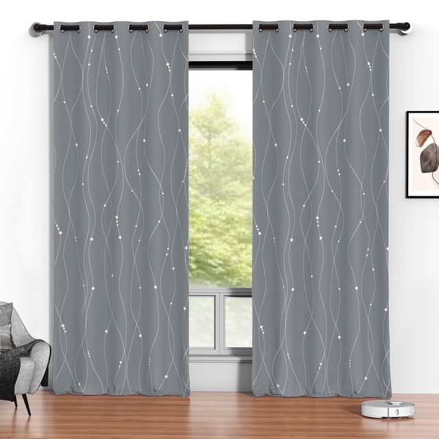 Blackout Cortinas, Juego de Cortinas Blackout de 52 x 96 Pulgadas con 2 Paneles, Cortinas Térmicas Aislantes Que Oscurecen la Habitación para el Recámara, Protección de Privacidad y Reducción de Ruid
