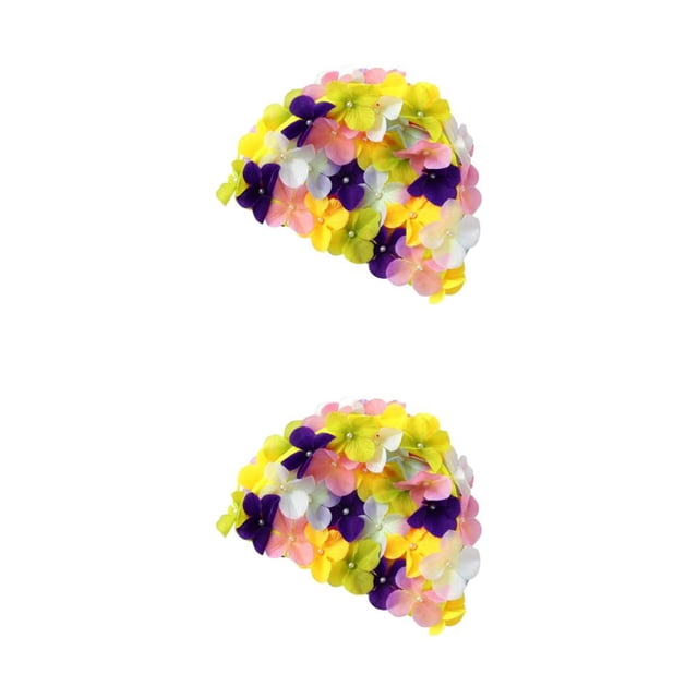Guardurnaity Stay In Fashion Gorros de natación Resistentes al desgarro para Damas Accesorios cómodos de Nylon para la Piscina Gorro de baño Multicolor 2Conjunto