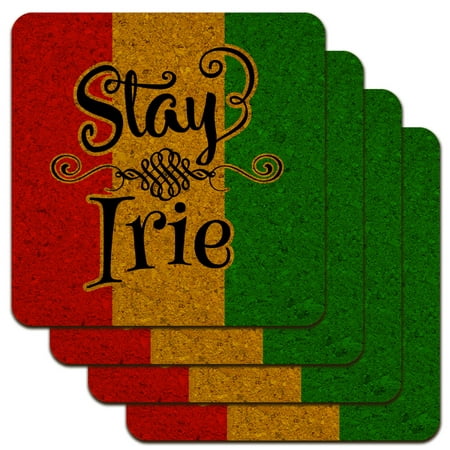 

Stay Irie Rastafarian Flag Low Profile Novelty Cork Coaster Set