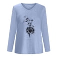 thumbnail image 4 of Yuyuzo Womens Basic Fall Tops V Neck Long Sleeve Dandelion Pattern Comfy Tunic Top Tees Pullover Blouse, 4 of 4