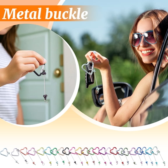 Portable Outdoor Clasp, Carabiner for Keys, Key Carabiner, Keychain Clip, Stainless Steel Rose Gold Heart Shape Clasp for Keys, Backpacks and Outdoor Activities