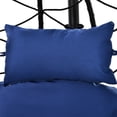 thumbnail image 5 of Swing Egg Chair with Stand Indoor Outdoor Wicker Rattan Patio Hanging Egg Chair with UV Resistant Cushions, Hanging Basket Chair Hammock Chair for Bedroom Balcony Garden， 250lbs Capaticy, Navy Blue, 5 of 6