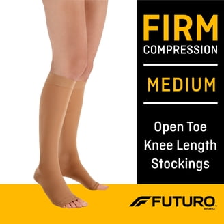 FUTURO Therapeutic Knee-High Compression Stockings – Open Toe/Heel, Firm Medium Beige, Pack Of 2
