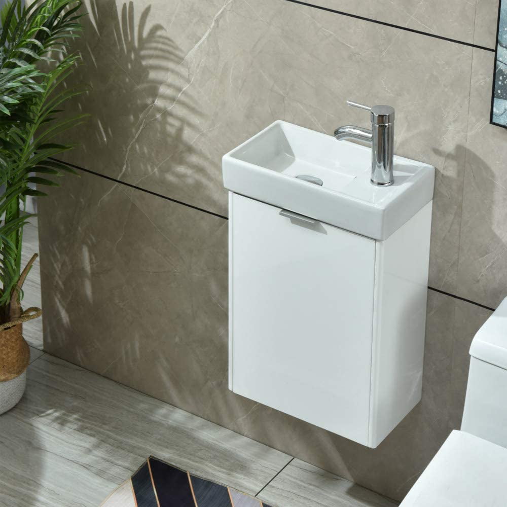 Elecwish 16 Inch Modern Bathroom Vanity, Small Vessel Sink Vanity Combo