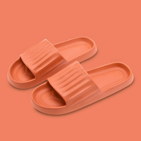 Summer Saving Clearance! Itsun Womens Slides Women Men Slippers Home Couple Shoes Indoor Outside Soft Soled Slippers Orange US Size 7