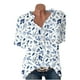 thumbnail image 2 of ICHUANYI Clearance Summer Tops For Women Short Sleeve Split Neck Flower Print Elegant Blouses With Chest Pocket(Blue, XL) ICHUANYI WER2023081106558, 2 of 7