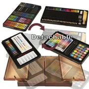 KINSPORY 168Pcs Drawing Painting Set, Deluxe Wooden Art Set Crafts Coloring Book, Sketch Pad, Gift for Artist Beginners Kids Girls Boys (Brown)