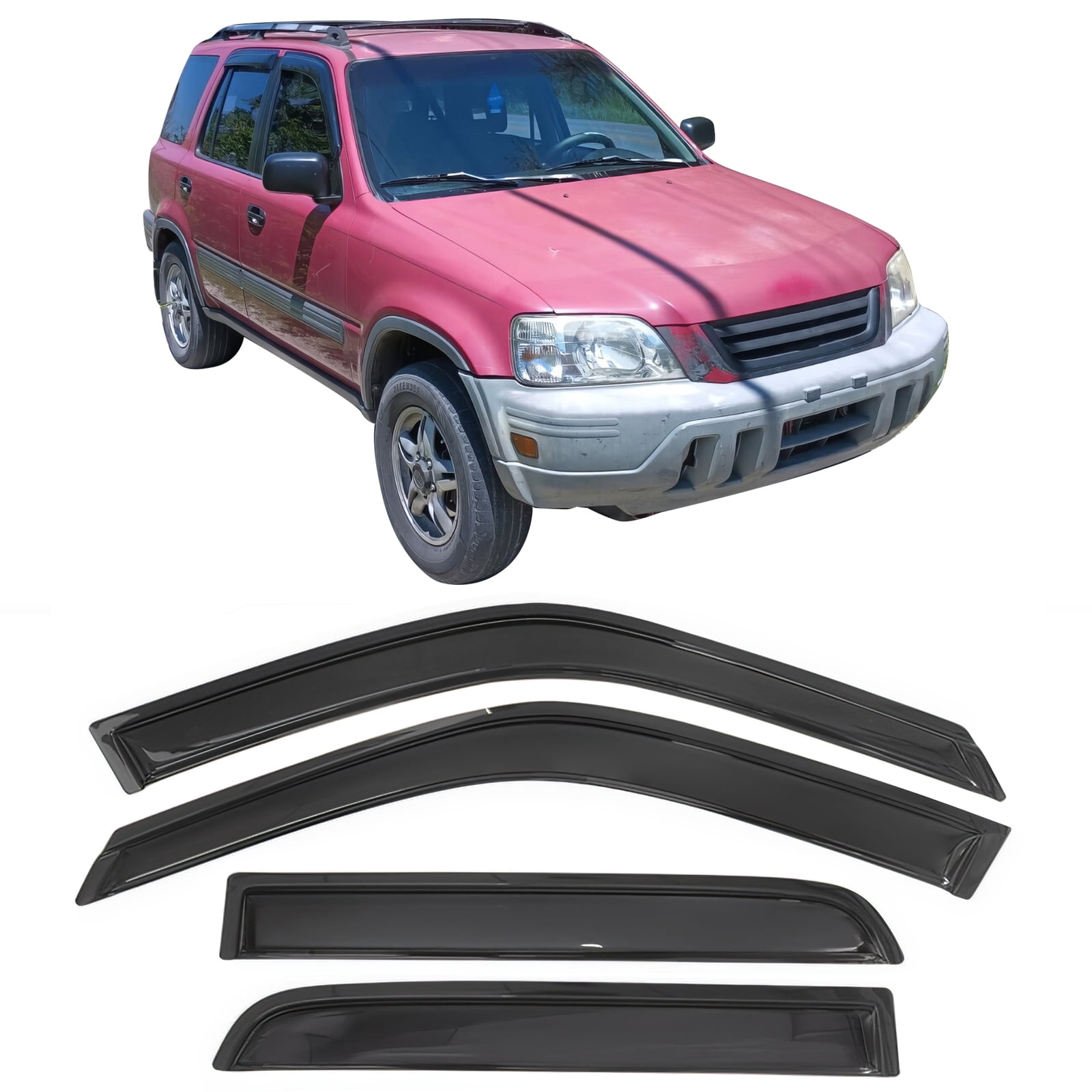 Ikon Motorsports Compatible with 97-01 Honda CRV Acrylic Window Vent Visor Deflector Rain Guard 4Pc Outside Mount 1998 1999 2000 2001