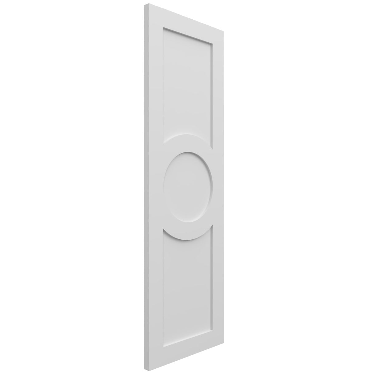 Ekena Millwork 12"W x 25"H True Fit PVC Center Circle Arts & Crafts Fixed Mount Shutters, White (Per Pair - Hardware Not Included)