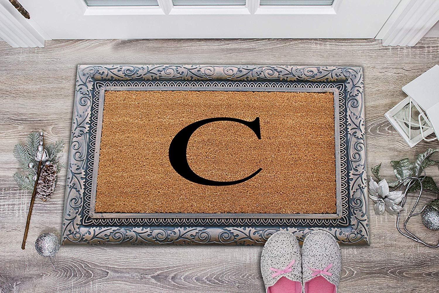 A1HC First Impression Rubber and Coir Albena 24" X 36" Bronze Finished Heavy Duty Monogrammed Doormat