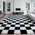 thumbnail image 3 of Large Rugs, 6'×9' Soft Fluffy Shag Indoor Floor Carpet for Living Room Bedroom Dining Room Office Home Decor,Black and White, 3 of 7