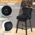 thumbnail image 5 of Homhum 360° Swivel Bar Stools Set of 2, Wood Legs and Fabric Island Chairs, Black, 5 of 7
