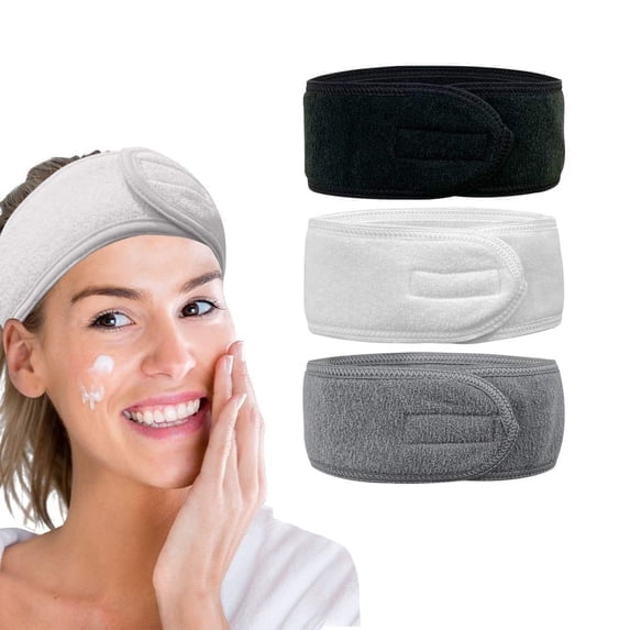 3Pcs Adjustable Terry Cloth Spa Headbands Soft Absorbent Makeup Hair Wrap For Women Girls Skincare Shower Facial Washing Assorted Sweet Colors