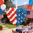 thumbnail image 4 of FastXmas July 4th Patriotic Americana Wreath Boxwood Handcrafted Memorial Day Wreath Festival Garland Decoration Front Door Wall Home 250th Anniversary Decor, Heart Shape, 8.6*18.6 Inch, 4 of 9