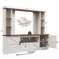 thumbnail image 4 of EnHomee Entertainment Center with LED Lights and Power Outlets, Large Farmhouse TV Stand for up to 60" TVs with Storage, White, 4 of 11