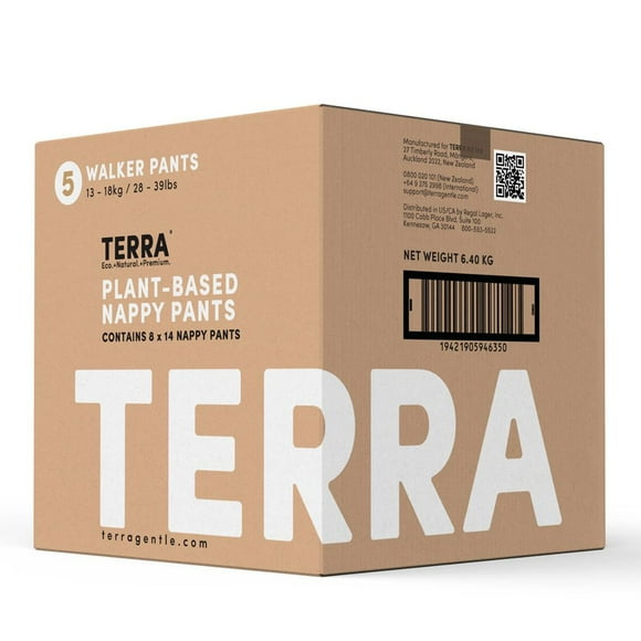 Terra Lot de 8 Culottes d'Entraînement Naturelles à Base de Plantes Écoresponsables - 112 Couches, 14 par Paquet (Taille 5, Marchette)