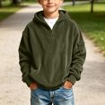 thumbnail image 2 of Edvintorg Boys Hoodies Size 10 12 Long Sleeve Corduroy Hooded Sweatshirt Solis Color Quarter Zip Pullover Top Kids Clothes Boys, 2 of 9