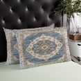 thumbnail image 4 of Boho Blue Throw Pillow Covers, Retro Tribal Traditional Distressed Printed Soft Breathable Pillow Cases with Invisible Zipper for Sleeping, King Size Pillowcases for Couch Bed Sofa Chair 20x36 Inches, 4 of 6