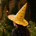 thumbnail image 2 of Witch Hat for Women, Halloween Party Costume Hat, Tall Pointed Wide Brim Quilted Cone, Great for Dress Up Cosplay and Festive Parties Yellow, 2 of 2