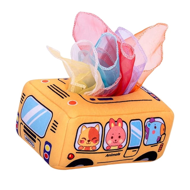 Caja de pañuelos para bebés Cajón de autobús con 8 toallas de mano Caja de estilo A CUTICAT Juego sensorial
