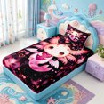 thumbnail image 2 of Manfei Pink-Blue Axolotl Twin Fitted Sheet,Cartoon Animals Print Bedding,2pcs,1 Fitted Sheet and 1 Pillowcase, 2 of 6