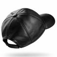 thumbnail image 3 of Black  Leather Baseball Cap Adjustable  Real Lambskin Leather Hat Sports Visor for Men, 3 of 6