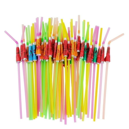 Parasol Drinking Straws ALINK 50 Umbrella Parasol Drinking Straws, Hawaiian Beach Cocktail Luau Party Decorations Supplies Umbrella Design ()
