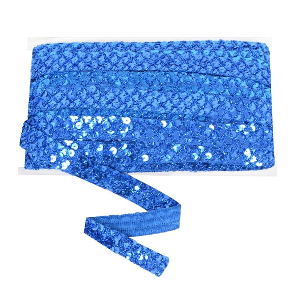 Sewing Sequin Trim 0.9 Inch 4 Row, 25 Yards Glitter Sequin Ribbon Metallic Stretch Bling Strip DIY Craft Decoration, Royal Blue