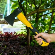Deli 15 Small Camping Axe , Outdoor Chopping Hatchet for Wood Splitting and Kindling,with Shock Absorbing and Anti Slip Fiberglass Handle