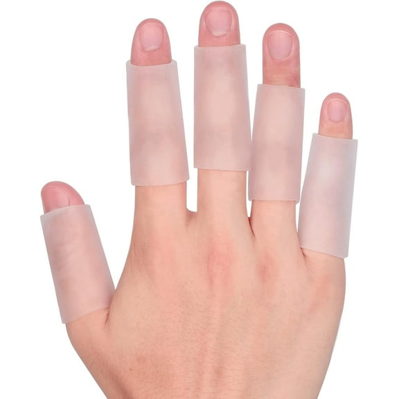Kimihome 20PCS Gel Finger Sleeve Protectors - Silicone Finger Sleeves Cushions and Protects - Finger Cots Bandages Provide Relief for Finger Cracking, Corns, Blisters and Calluses Protect (Clear)