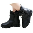 thumbnail image 4 of LYHaoo Girls Low Heel With Bow Side Zipper Ankle Boots Winter Warm Boots for Kids Sizes 10 Black(4-4.5 Years), 4 of 6