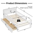 thumbnail image 2 of Twin Bed Frames,Platform Bed Frame with Storage Headboard,Twin Size Bed Frame with 2 Under-Bed Drawers and 3-Side Guardrails,Sturdy Slats Support,84.6"x43.5"x30.3",White, 2 of 8