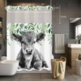 thumbnail image 5 of No Hook Shower Curtains with Snap-in Liner Set, Grey Cow Waterproof Hotel Style Bathroom Shower Curtain, Weeping Green Leaves Elegant Farmhouse Breathable Mesh Top Window Bath Curtains 72''x84'', 5 of 9