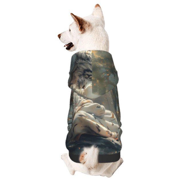 Balery Forest Meditating White Tiger Sudadera con Capucha para Perros Pequeños – Ropa para Mascotas, Disfraz para Perros y Gatos, Ideal para Fiestas y Cosplay-Small