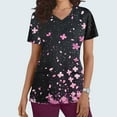 thumbnail image 2 of Jinhomg Women's Medical Scrubs Elegant Floral Print Nursing Tops Casual Comfy Short Sleeve V-Neck Scrub Shirt with Pockets Nurse Workwear 90 off Clearance Sale Pink M, 2 of 6