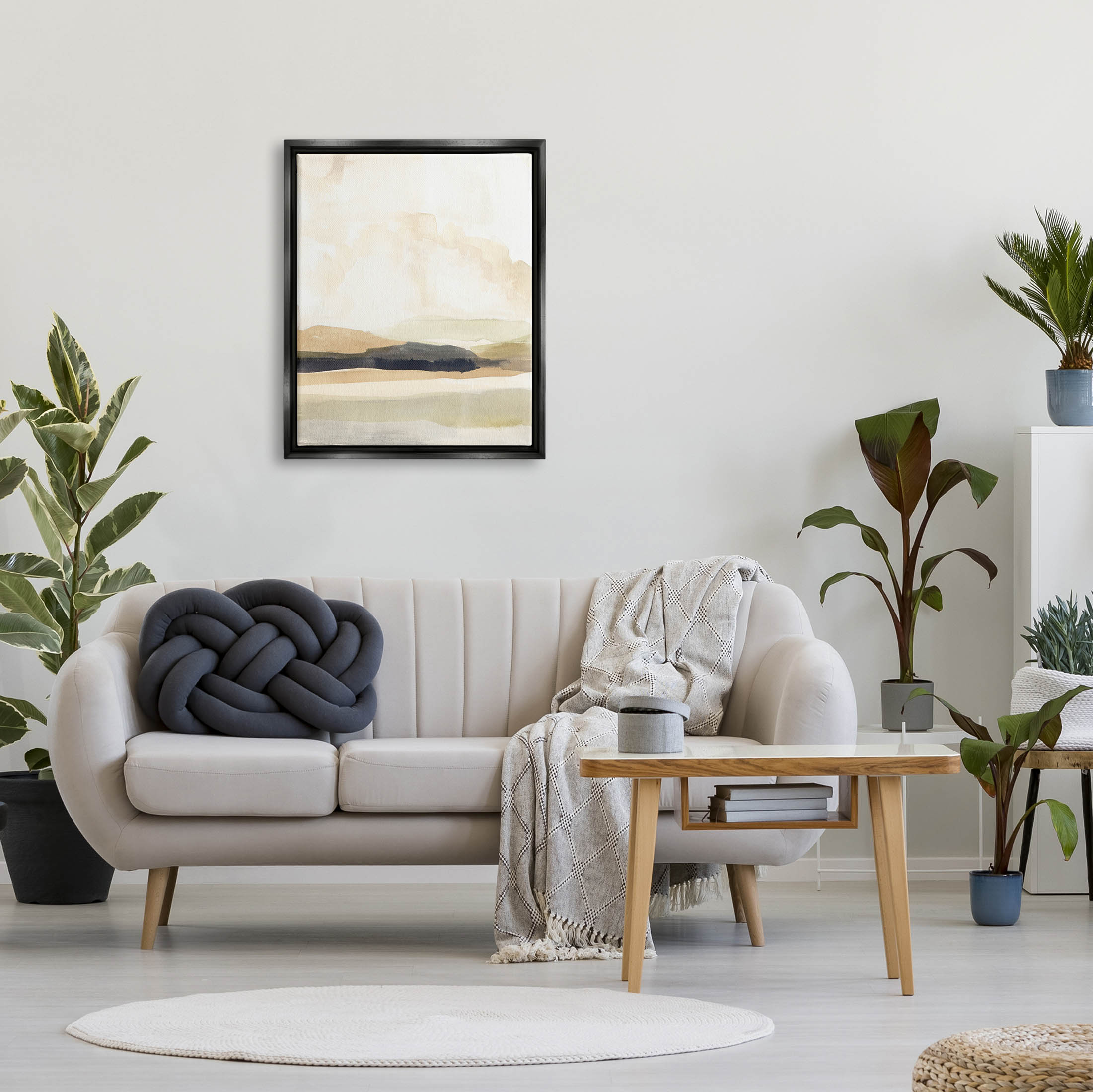 Stupell Industries Figurative Landscape Scene Painting Jet Black Floating Framed Canvas Print Wall Art, Design by Annie Warren