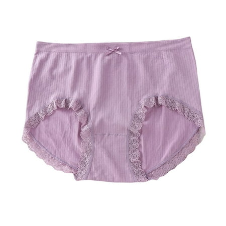 

Spdoo Womens Ribbed Panties Plus Size Lace Trim Underwear Middle Waist Panties Seamless Hipster Breathable Soft Stretch Full Coverage Underpants