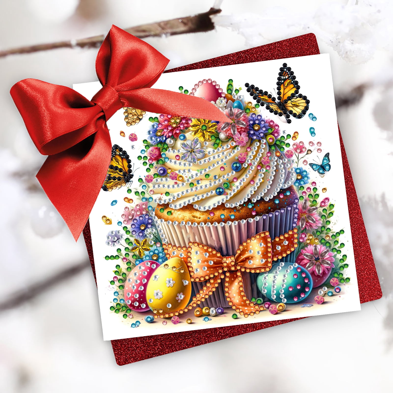FLOPESN 24Pcs DIY Folding Greeting Card Diamond Art Painting Creative Design Blessing Card Set for Birthday Crafts Gift