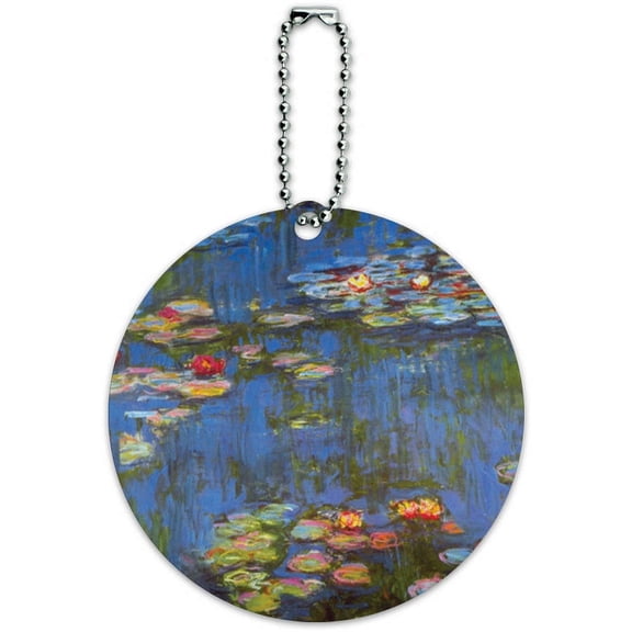 Water Lilies Claude Monet Round Luggage ID Tag Card for Suitcase or Carry-On