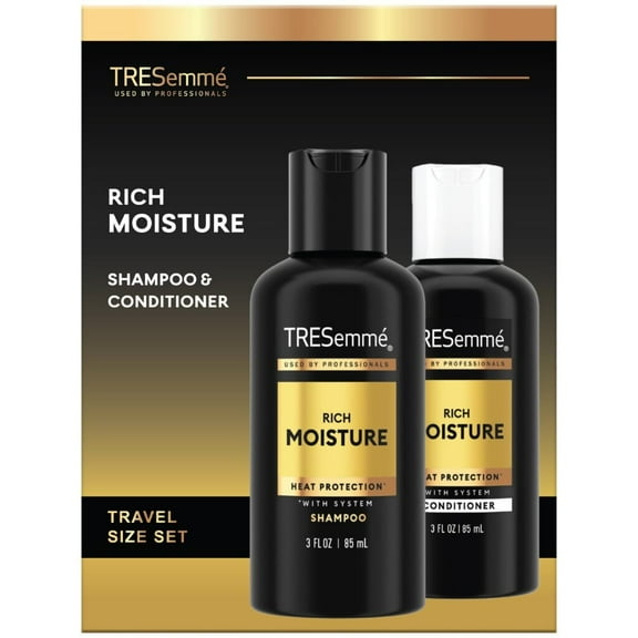 TRESemmé Travel Essentials, Rich Moisture Shampoo and Conditioner Set in Premium Packaging, 3 Oz Ea