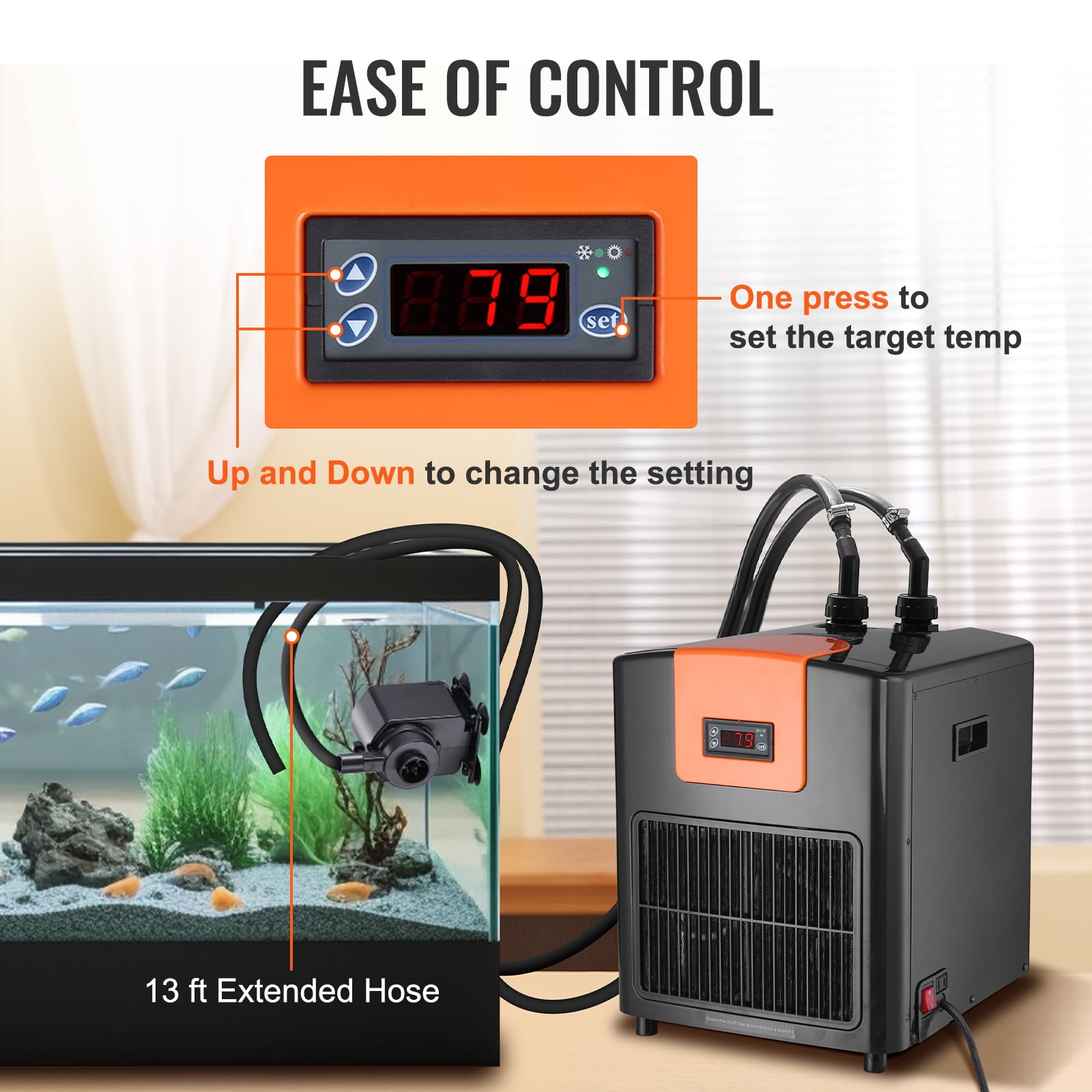 KFFKFF 1/4 HP 92 Gallon Fish Tank Cooler Aquarium Cooler Hydroponics Chiller