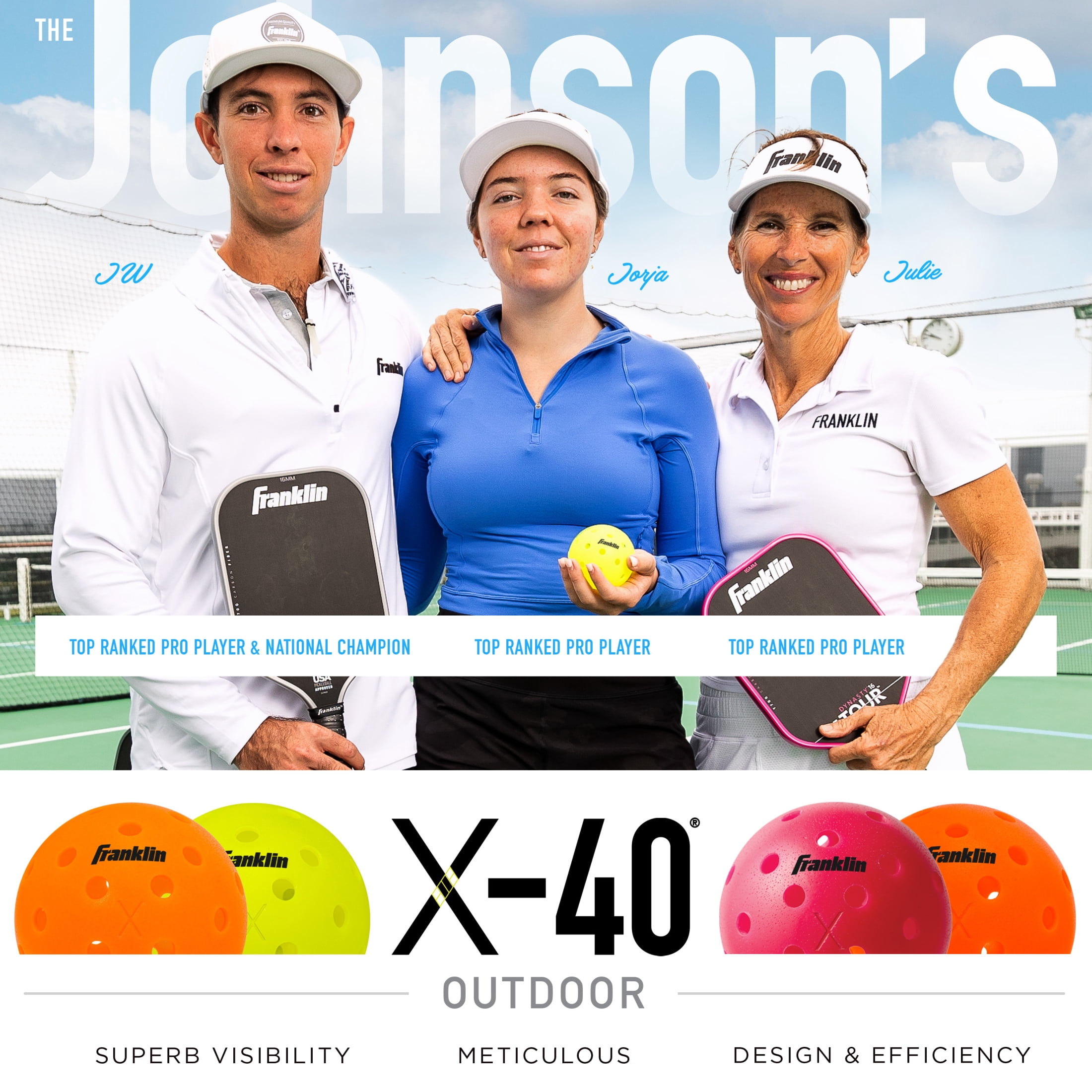 Franklin Sports Pickleball Paddle + Ball Set - Decimator 2 Player Outdoor Pickleball Paddles + Pickleballs Set - 2 Carbon Fiber Paddles + 4 X-40 Outdoor Pickleballs - USA Pickleball Approved - Orange
