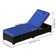 thumbnail image 4 of Wicker Chaise Lounge Chairs – Set of 2 Outdoor PE – 78" Long Recliner – 5-Position Adjustable Backrest – Removable Tabletop & Sky Blue Cushions – Brown Rattan + Sky Blue – 2 Pcs/Box, 4 of 145