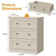 thumbnail image 4 of CozyHome Large Nighstand, Wood Night Stand with 3 Drawers, Wood Side Table with Golden Round Knobs, Modern End Table Chest of Drawers for Bedroom, Living Room, Hallway, Closet, Beige, 4 of 8